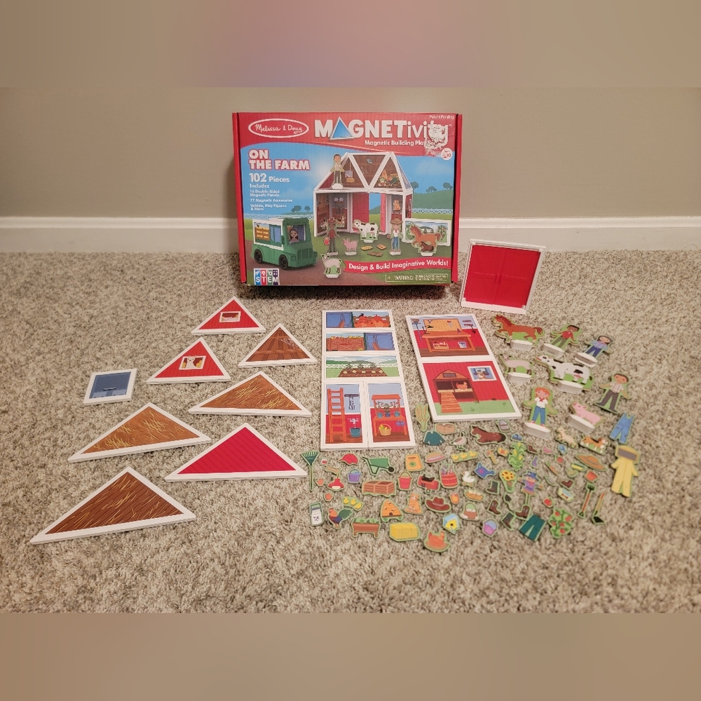Melissa & Doug Magnetivity Play Set "On The Farm" Block Magnet *Missing Vehicle*